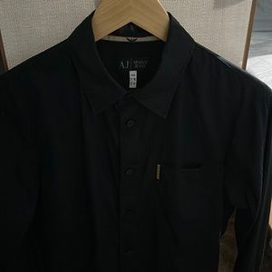 Excellent condition Armani black on black pinstripe dress shirt!